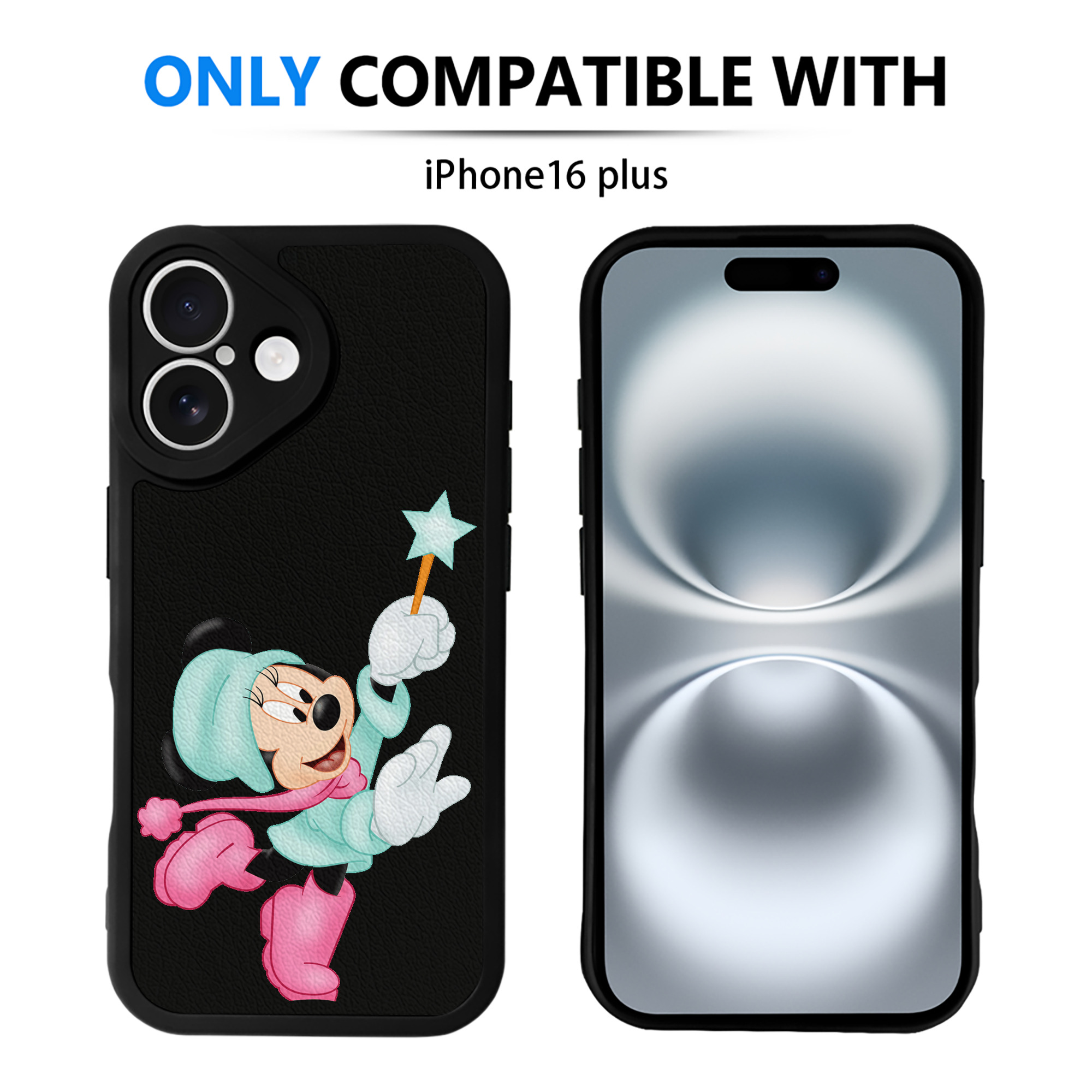 （画像用） ミッキーマウス Mickey Mouse 【iPhone 16シリーズ対応】シリコンスマホケース（レザー調） 材質：シリコン